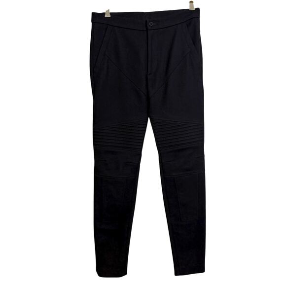 Givenchy Trouser Pants Womens 44 Black Wool Cashmere Moto Taper Ankle Zip Italy - Picture 1 of 11